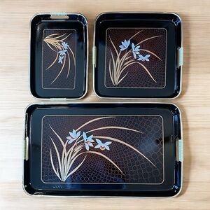 Set of 3 vintage lacquered, nesting trays, excellent condition, vintage